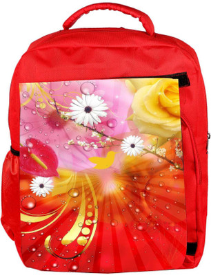 

Snoogg Eco Friendly Canvas Fantasy Flowers Background Backpack Rucksack School Travel Unisex Casual Canvas Bag Bookbag Satchel 5 L Backpack(Red)