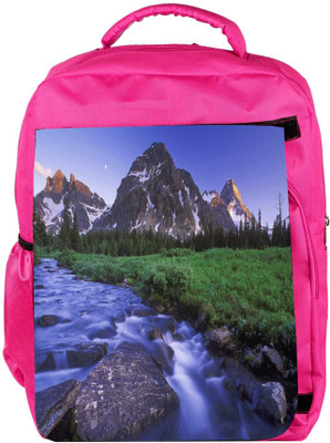 

Snoogg Eco Friendly Canvas Flwoing Water Along The Garden Designer Backpack Rucksack School Travel Unisex Casual Canvas Bag Bookbag Satchel 5 L Backpack(Pink)