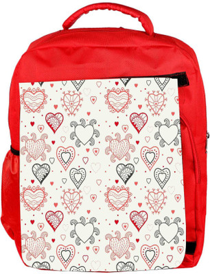 

Snoogg Eco Friendly Canvas Abstract Hearts White Pattern Designer Backpack Rucksack School Travel Unisex Casual Canvas Bag Bookbag Satchel 5 L Backpack(Red)