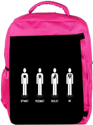 

Snoogg Eco Friendly Canvas Optimist Pessimist Realist & Me Backpack Rucksack School Travel Unisex Casual Canvas Bag Bookbag Satchel 5 L Backpack(Pink)