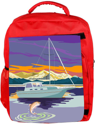 

Snoogg Eco Friendly Canvas Sailboat Retro Backpack Rucksack School Travel Unisex Casual Canvas Bag Bookbag Satchel 5 L Backpack(Red)
