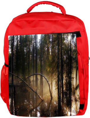

Snoogg Eco Friendly Canvas Water In Forest Designer Backpack Rucksack School Travel Unisex Casual Canvas Bag Bookbag Satchel 5 L Backpack(Red)