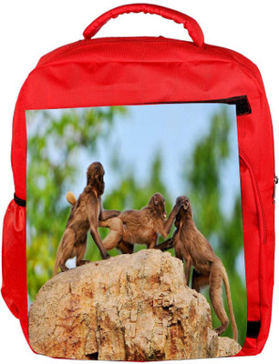 

Snoogg Eco Friendly Canvas Monkey Fighting Designer Backpack Rucksack School Travel Unisex Casual Canvas Bag Bookbag Satchel 5 L Backpack(Red)
