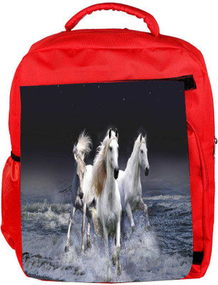 

Snoogg Eco Friendly Canvas White Horses Designer Backpack Rucksack School Travel Unisex Casual Canvas Bag Bookbag Satchel 5 L Backpack(Red)