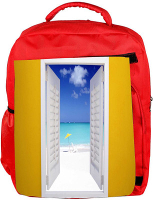 

Snoogg Eco Friendly Canvas Beach And Window Designer Backpack Rucksack School Travel Unisex Casual Canvas Bag Bookbag Satchel 5 L Backpack(Red)