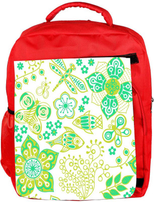 

Snoogg Eco Friendly Canvas Butterfly And Fishes Designer Backpack Rucksack School Travel Unisex Casual Canvas Bag Bookbag Satchel 5 L Backpack(Red)