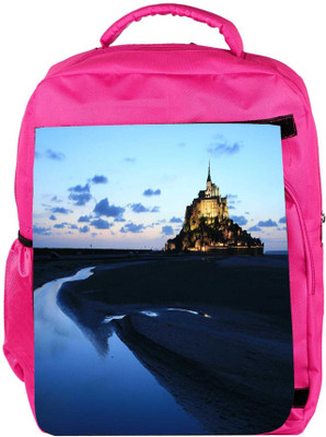 

Snoogg Eco Friendly Canvas Palace Along The Beach Designer Backpack Rucksack School Travel Unisex Casual Canvas Bag Bookbag Satchel 5 L Backpack(Pink)