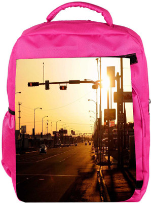 

Snoogg Eco Friendly Canvas Evening Roads Designer Backpack Rucksack School Travel Unisex Casual Canvas Bag Bookbag Satchel 5 L Backpack(Pink)