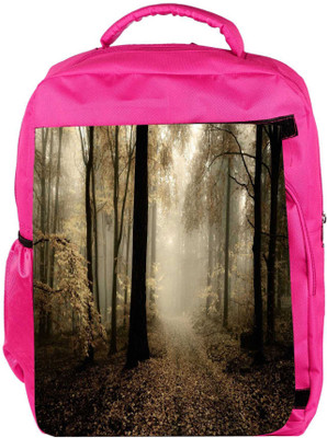 

Snoogg Eco Friendly Canvas White Leaves Designer Backpack Rucksack School Travel Unisex Casual Canvas Bag Bookbag Satchel 5 L Backpack(Pink)