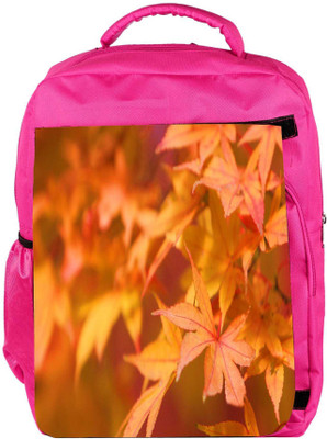 

Snoogg Eco Friendly Canvas Orange Leaves Designer Backpack Rucksack School Travel Unisex Casual Canvas Bag Bookbag Satchel 5 L Backpack(Pink)