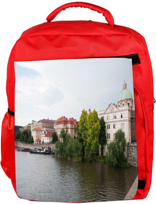 

Snoogg Eco Friendly Canvas Lake Side Houses Designer Backpack Rucksack School Travel Unisex Casual Canvas Bag Bookbag Satchel 5 L Backpack(Red)