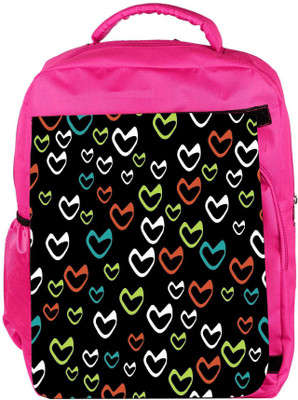 

Snoogg Eco Friendly Canvas Multicolor Hearts Black Pattern Designer Backpack Rucksack School Travel Unisex Casual Canvas Bag Bookbag Satchel 5 L Backpack(Pink)
