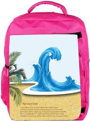 

Snoogg Eco Friendly Canvas Vector Summer Background With Waves Backpack Rucksack School Travel Unisex Casual Canvas Bag Bookbag Satchel 5 L Backpack(Pink)