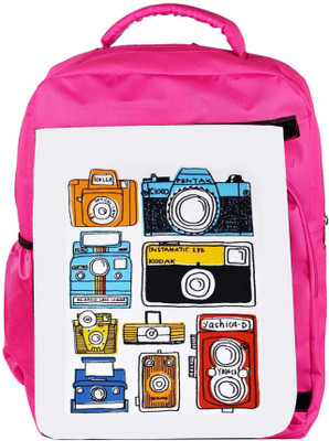 

Snoogg Eco Friendly Canvas Multi Camera Cartoon Backpack Rucksack School Travel Unisex Casual Canvas Bag Bookbag Satchel 5 L Backpack(Pink)