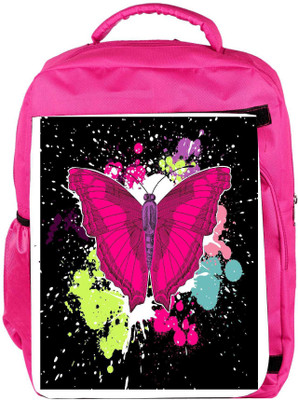

Snoogg Eco Friendly Canvas Beautiful Butterfly On The Black Background Backpack Rucksack School Travel Unisex Casual Canvas Bag Bookbag Satchel 5 L Backpack(Pink)