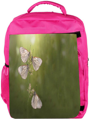 

Snoogg Eco Friendly Canvas White Butterfly Designer Backpack Rucksack School Travel Unisex Casual Canvas Bag Bookbag Satchel 5 L Backpack(Pink)