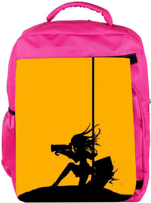 

Snoogg Eco Friendly Canvas Women And Bullets 2490 Backpack Rucksack School Travel Unisex Casual Canvas Bag Bookbag Satchel 5 L Backpack(Pink)