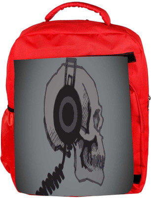 

Snoogg Eco Friendly Canvas Skull With Headphones Designer Backpack Rucksack School Travel Unisex Casual Canvas Bag Bookbag Satchel 5 L Backpack(Red)