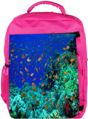 

Snoogg Eco Friendly Canvas Multiple Fish Designer Backpack Rucksack School Travel Unisex Casual Canvas Bag Bookbag Satchel 5 L Backpack(Pink)
