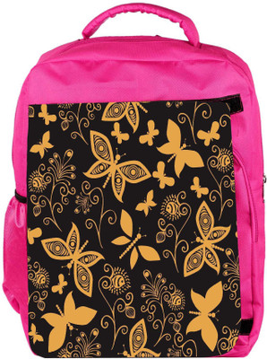 

Snoogg Eco Friendly Canvas Golden Butterfly Designer Backpack Rucksack School Travel Unisex Casual Canvas Bag Bookbag Satchel 5 L Backpack(Pink)