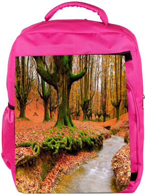 

Snoogg Eco Friendly Canvas Orange Leaves Designer Backpack Rucksack School Travel Unisex Casual Canvas Bag Bookbag Satchel 5 L Backpack(Pink)