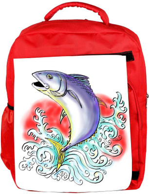 

Snoogg Eco Friendly Canvas Bluefin Tuna Jumping With Waves Backpack Rucksack School Travel Unisex Casual Canvas Bag Bookbag Satchel 5 L Backpack(Red)