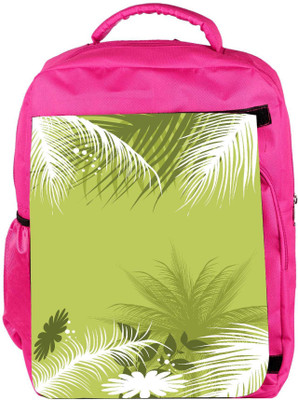 

Snoogg Eco Friendly Canvas Palm Tree With Flower Backpack Rucksack School Travel Unisex Casual Canvas Bag Bookbag Satchel 5 L Backpack(Pink)