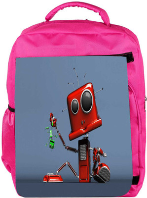 

Snoogg Eco Friendly Canvas Red Cute Machine Designer Backpack Rucksack School Travel Unisex Casual Canvas Bag Bookbag Satchel 5 L Backpack(Pink)