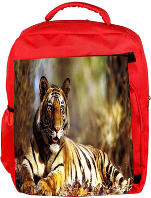 

Snoogg Eco Friendly Canvas Croaching Tiger Designer Backpack Rucksack School Travel Unisex Casual Canvas Bag Bookbag Satchel 5 L Backpack(Red)