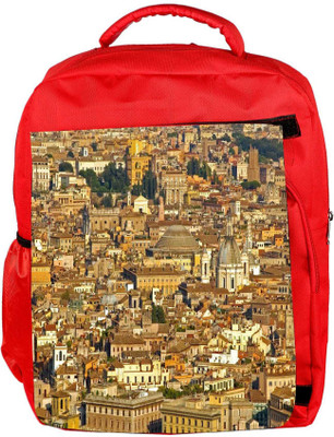 

Snoogg Eco Friendly Canvas Abstract City Designer Backpack Rucksack School Travel Unisex Casual Canvas Bag Bookbag Satchel 5 L Backpack(Red)