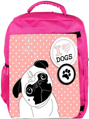 

Snoogg Eco Friendly Canvas I Love Pugs Cute Little Pug On Polka Dot Background Backpack Rucksack School Travel Unisex Casual Canvas Bag Bookbag Satchel 5 L Backpack(Pink)