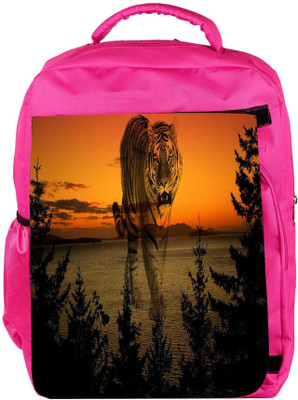 

Snoogg Eco Friendly Canvas Forest Tiger Designer Backpack Rucksack School Travel Unisex Casual Canvas Bag Bookbag Satchel 5 L Backpack(Pink)