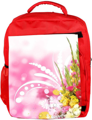 

Snoogg Eco Friendly Canvas Floral Corner Border With Blurred Background Backpack Rucksack School Travel Unisex Casual Canvas Bag Bookbag Satchel 5 L Backpack(Red)