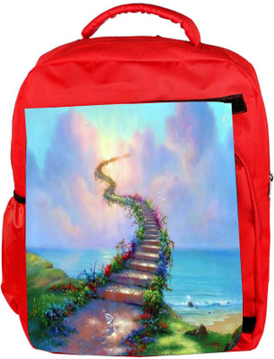 

Snoogg Eco Friendly Canvas Stairs To Heaven Designer Backpack Rucksack School Travel Unisex Casual Canvas Bag Bookbag Satchel 5 L Backpack(Red)