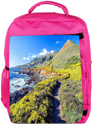 

Snoogg Eco Friendly Canvas Pathway In The Mountain Designer Backpack Rucksack School Travel Unisex Casual Canvas Bag Bookbag Satchel 5 L Backpack(Pink)