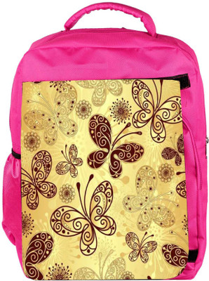 

Snoogg Eco Friendly Canvas Butterfly Cream Backpack Rucksack School Travel Unisex Casual Canvas Bag Bookbag Satchel 5 L Backpack(Pink)