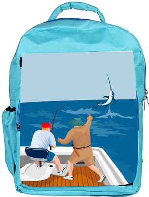 

Snoogg Eco Friendly Canvas Blue Marlin Fish Jumping Retro Backpack Rucksack School Travel Unisex Casual Canvas Bag Bookbag Satchel 5 L Backpack(Blue)
