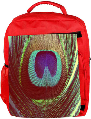 

Snoogg Eco Friendly Canvas Peacock Feather Close Up Backpack Rucksack School Travel Unisex Casual Canvas Bag Bookbag Satchel 5 L Backpack(Red)