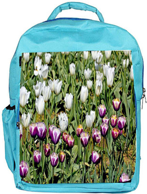 

Snoogg Eco Friendly Canvas Colorful Tulips Backpack Rucksack School Travel Unisex Casual Canvas Bag Bookbag Satchel 5 L Backpack(Blue)