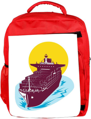 

Snoogg Eco Friendly Canvas Container Cargo Ship Backpack Rucksack School Travel Unisex Casual Canvas Bag Bookbag Satchel 5 L Backpack(Red)