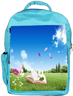 

Snoogg Eco Friendly Canvas Open Book Designer Backpack Rucksack School Travel Unisex Casual Canvas Bag Bookbag Satchel 5 L Backpack(Blue)