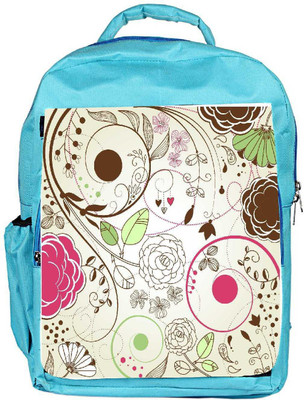 

Snoogg Eco Friendly Canvas Retro Floral Background Backpack Rucksack School Travel Unisex Casual Canvas Bag Bookbag Satchel 5 L Backpack(Blue)
