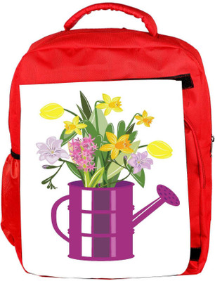 

Snoogg Eco Friendly Canvas Abstract Spring Illustration With Lots Of Flowers Backpack Rucksack School Travel Unisex Casual Canvas Bag Bookbag Satchel 5 L Backpack(Red)