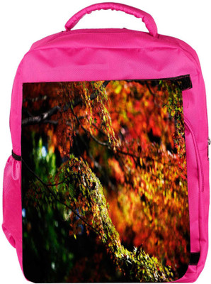 Snoogg Eco Friendly Canvas Gardened Leaves Designer Backpack Rucksack School Travel Unisex Casual Canvas Bag Bookbag Satchel 5 L Backpack(Pink)