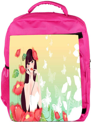 

Snoogg Eco Friendly Canvas Cute Girl Designer Backpack Rucksack School Travel Unisex Casual Canvas Bag Bookbag Satchel 5 L Backpack(Pink)