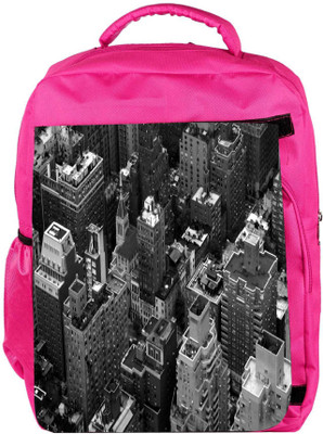 

Snoogg Eco Friendly Canvas Black And White City Designer Backpack Rucksack School Travel Unisex Casual Canvas Bag Bookbag Satchel 5 L Backpack(Pink)
