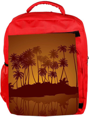 

Snoogg Eco Friendly Canvas Tropical Night Vector Background Backpack Rucksack School Travel Unisex Casual Canvas Bag Bookbag Satchel 5 L Backpack(Red)
