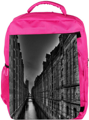

Snoogg Eco Friendly Canvas Dark City Designer Backpack Rucksack School Travel Unisex Casual Canvas Bag Bookbag Satchel 5 L Backpack(Pink)