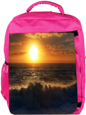 

Snoogg Eco Friendly Canvas Sunset On Beach Designer Backpack Rucksack School Travel Unisex Casual Canvas Bag Bookbag Satchel 5 L Backpack(Pink)