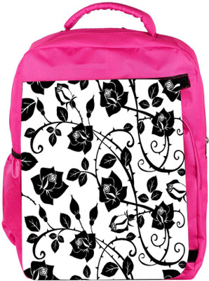 

Snoogg Eco Friendly Canvas Black Roses Leaves Designer Backpack Rucksack School Travel Unisex Casual Canvas Bag Bookbag Satchel 5 L Backpack(Pink)